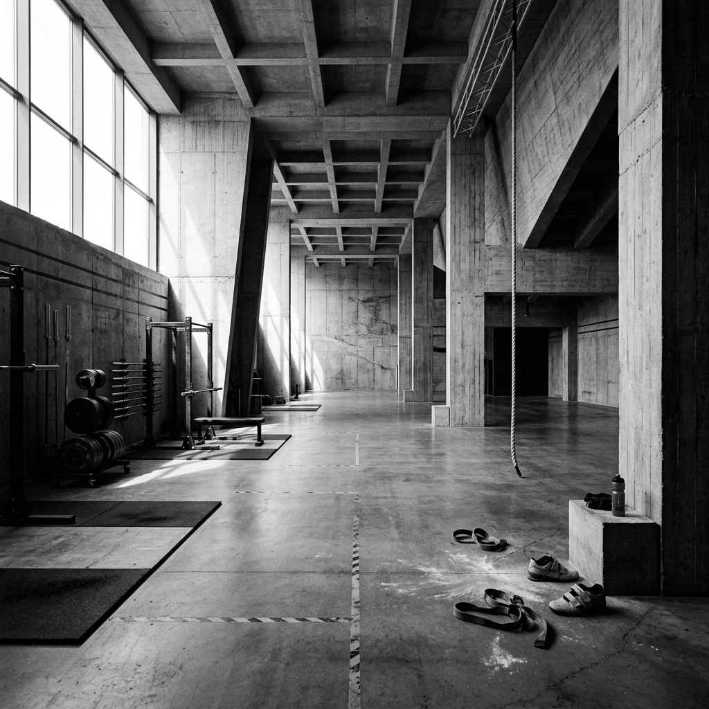 Minimalist training space representing discipline and rebuilding